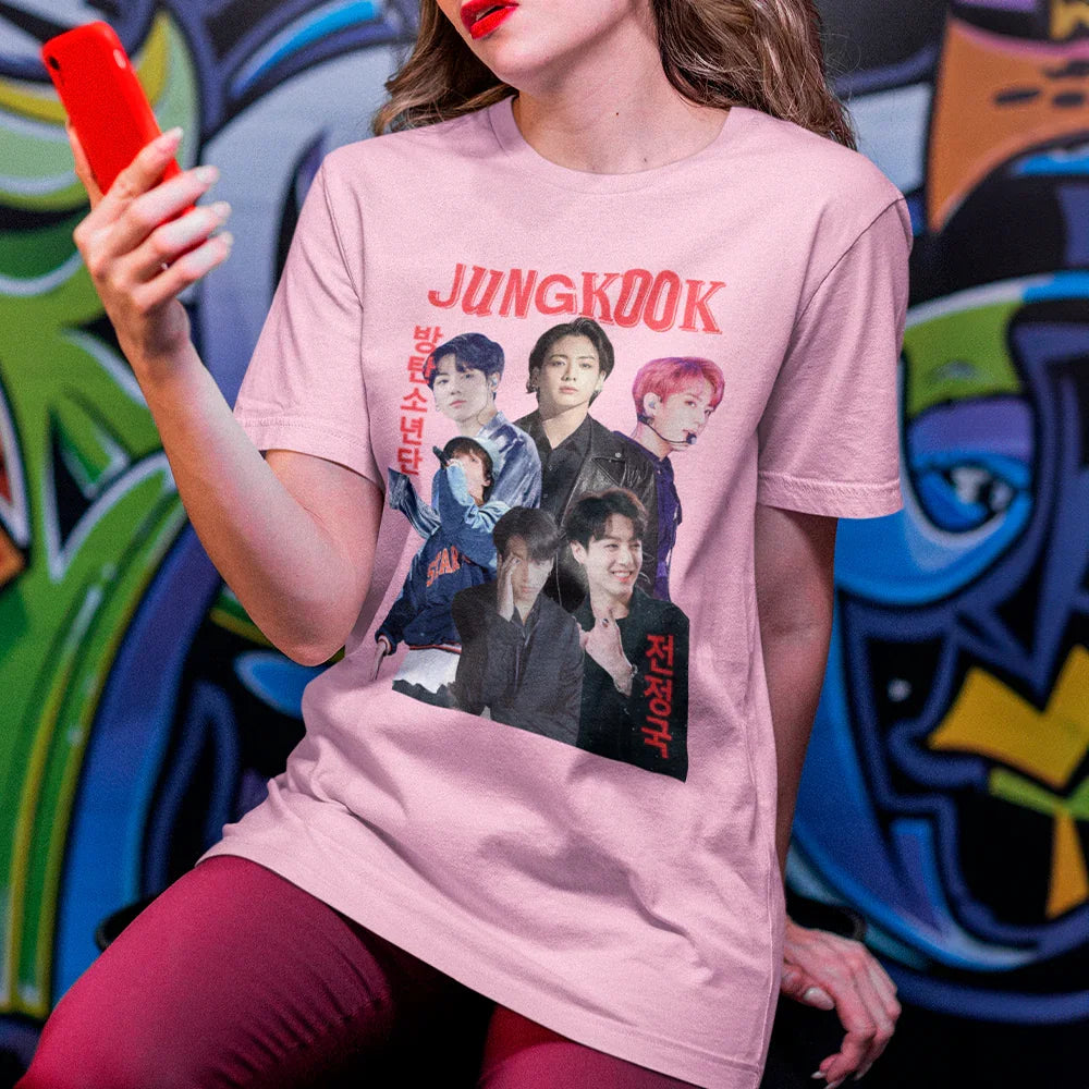   Jungkook モノロゴ Tシャツ S ブル Camiseta Básica BTS Jungkook – Saoko