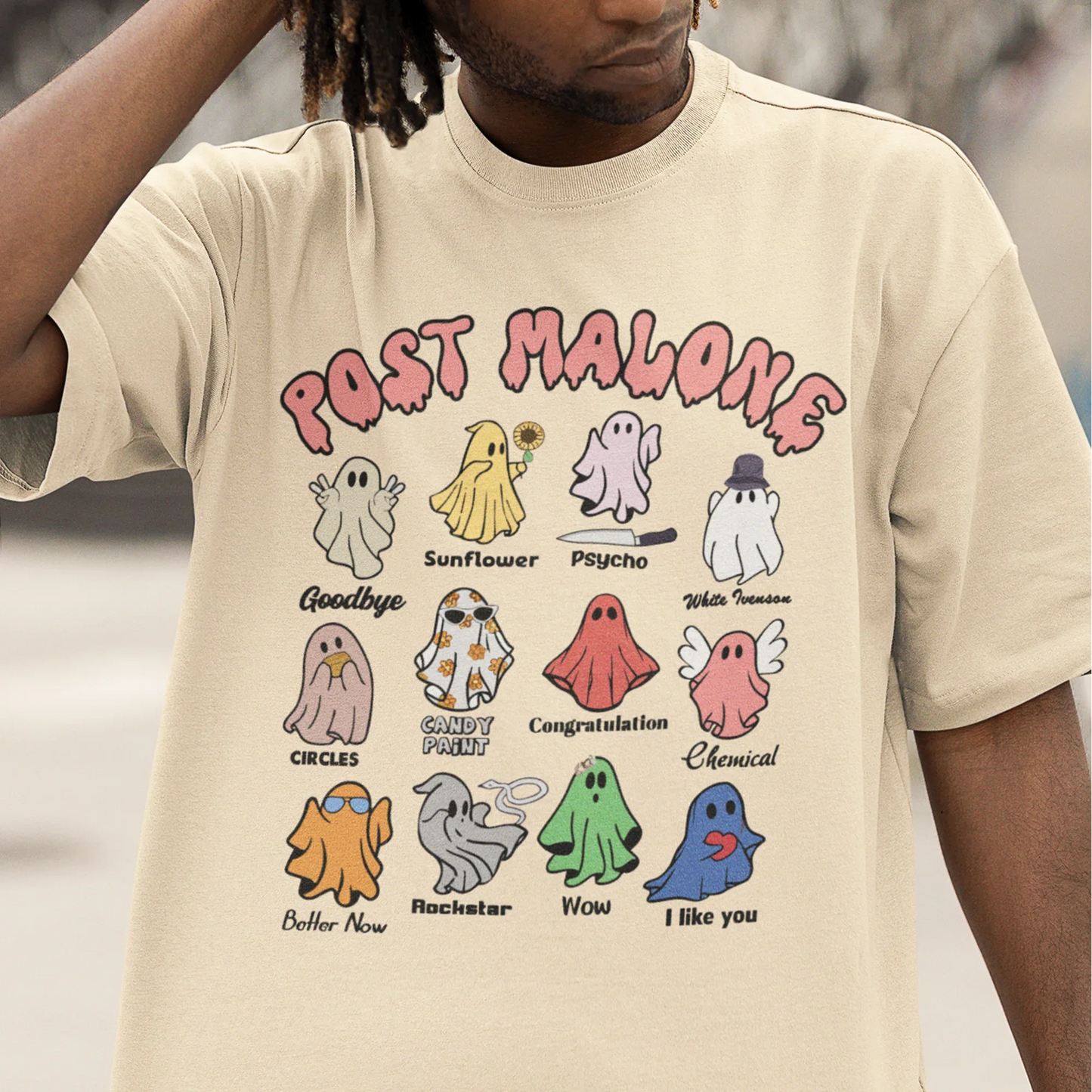 Camiseta Básica Halloween Post Malone Ghost