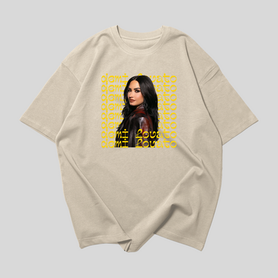 Camiseta Oversized Demi Lovato Yellow Name