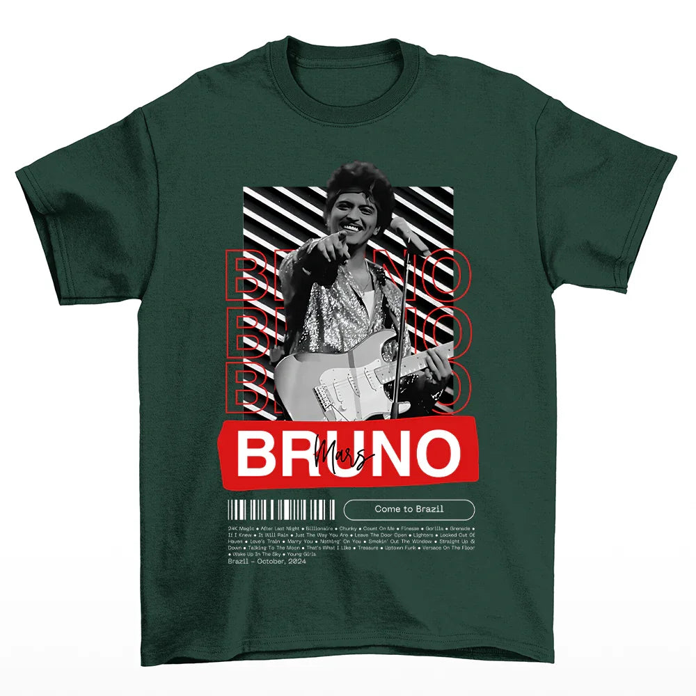 Camiseta Básica Bruno Mars Come To Brazil 2024