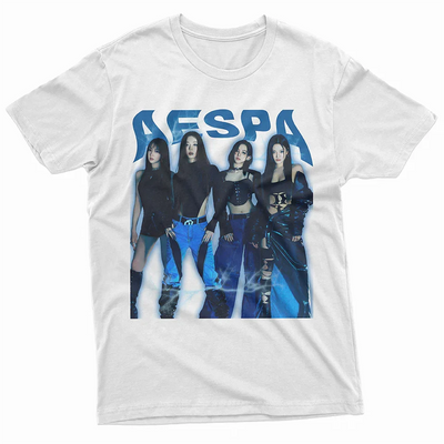 Camiseta Básica Aespa Kpop Retro Graphic