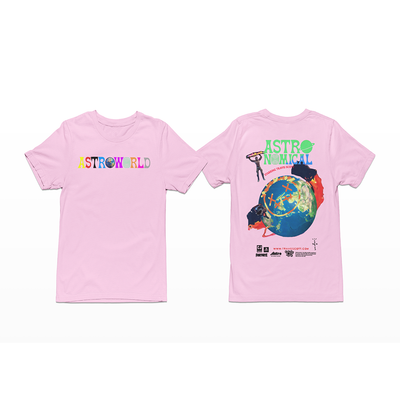 Camiseta Básica Travis Scott Astroworld Rosa Bebê