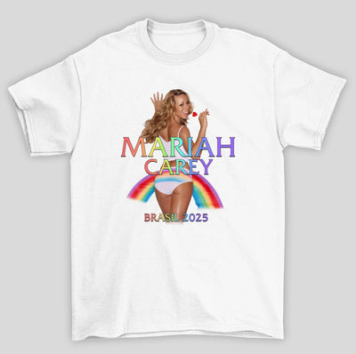 Camiseta Básica Unissex Mariah Carey Rainbow Brasil
