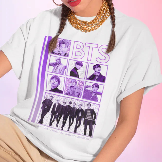 Camiseta Básica BTS Integrantes Roxo – Saoko