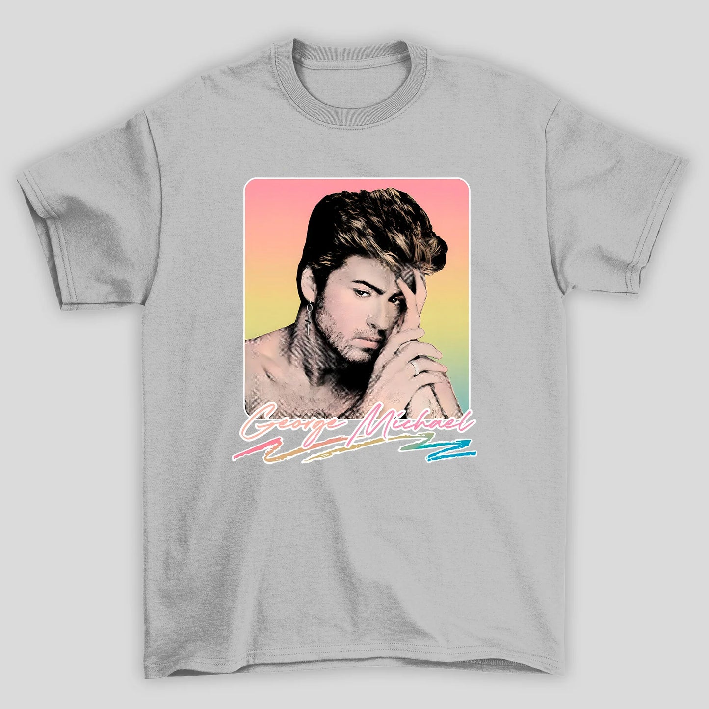 Camiseta Básica George Michael Foto Arco Iris