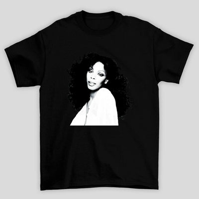 Camiseta Básica Donna Summer Foto Preto e Branco