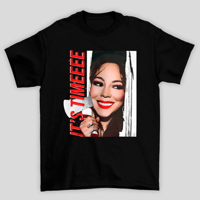Camiseta Básica Christmas Mariah Carey It's Time Natal Iluminado
