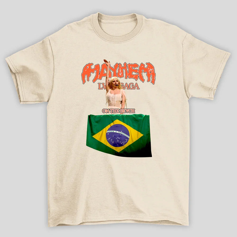 Camiseta Básica Lady Gaga Mayhem On The Beach Brasil