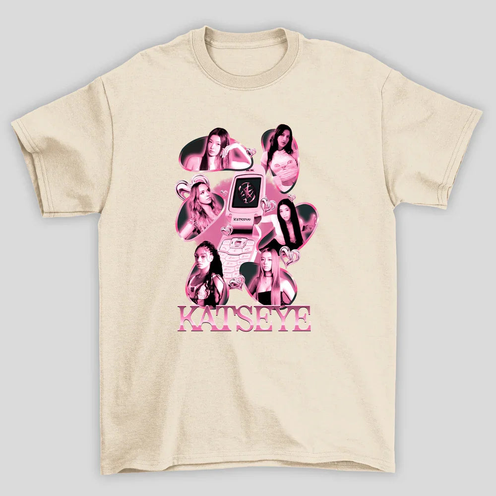 Camiseta Básica Katseye Pink Y2K