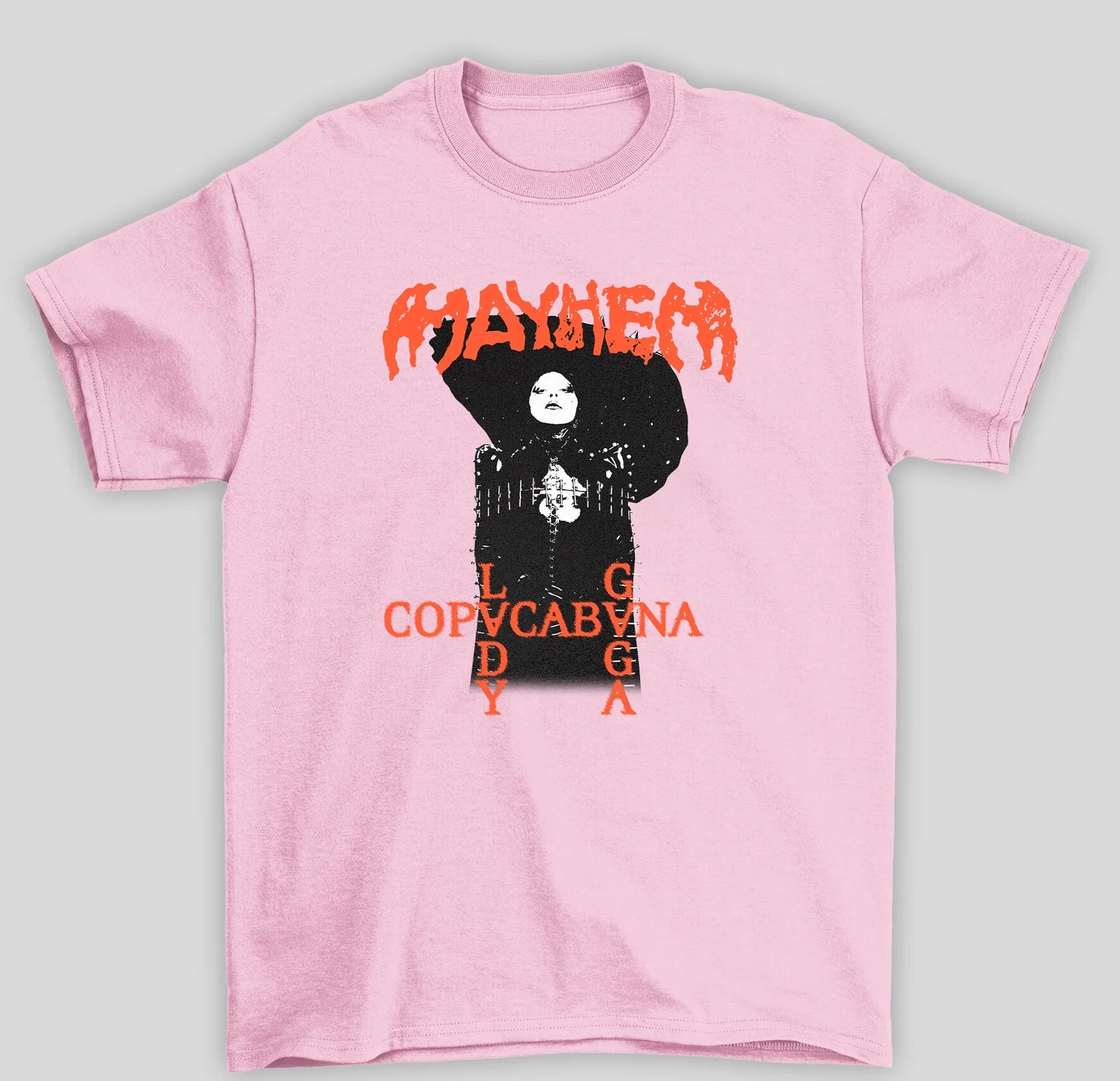 Camiseta Básica Lady Gaga Mayhem In Copacabana- rosa bebe