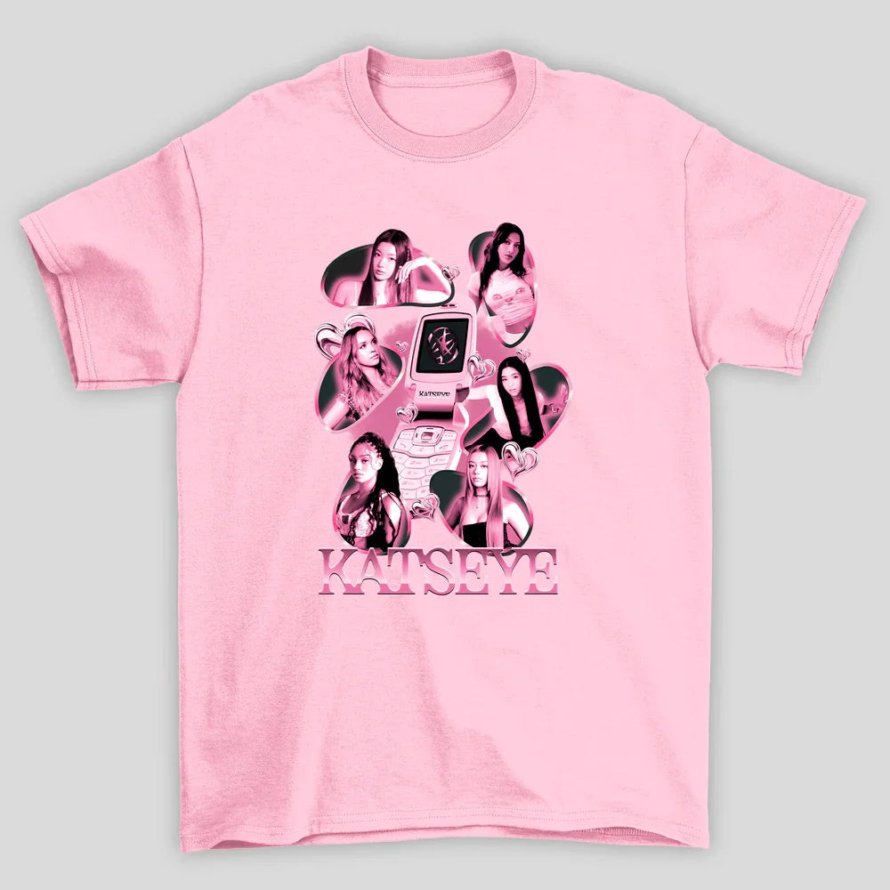 Camiseta Básica Katseye Pink Y2K