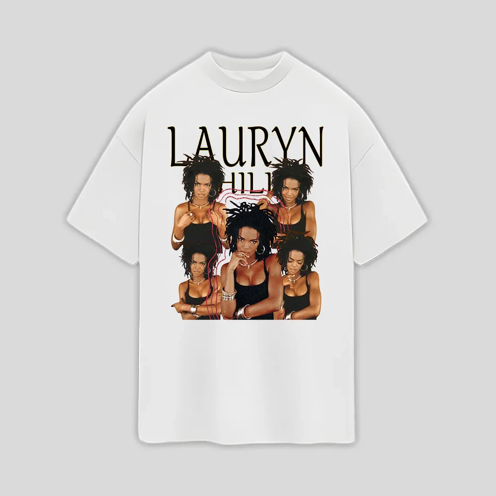 Camiseta Oversized Lauryn Hill Retro 90's- BRANCO