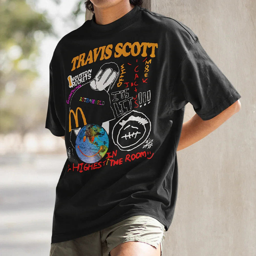 Camiseta Oversized Travis Scott Singles Rap Music – Saoko