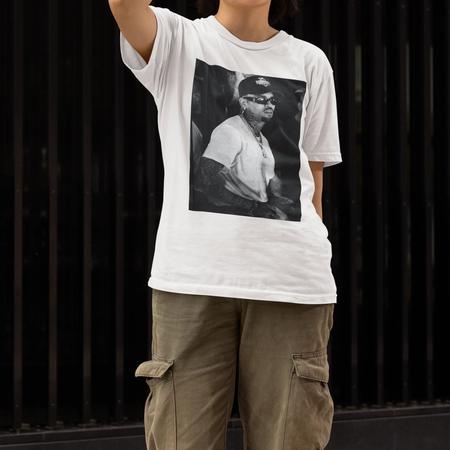 Camiseta Básica Chris Brown Photo P&B