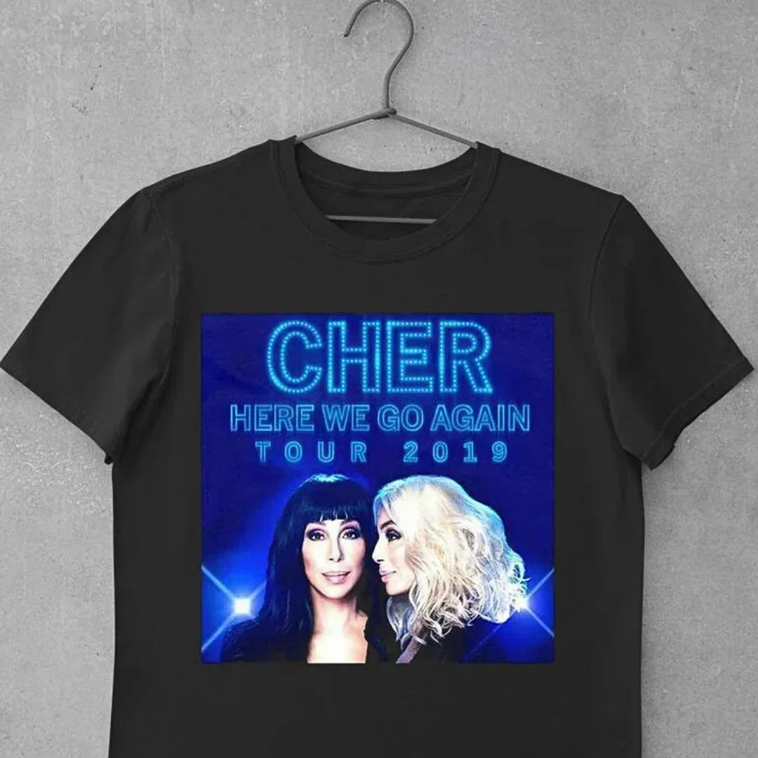 Camiseta Básica Cher Here We Go Again - Preto