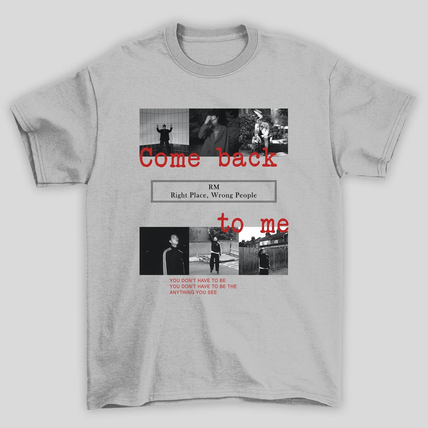 Camiseta Básica BTS RM Collab Music- cinza