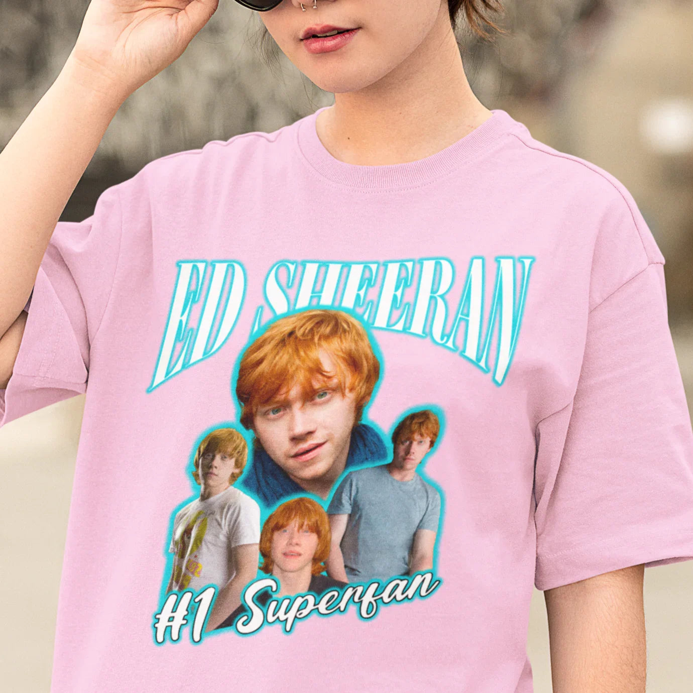 Camiseta Básica Ed Sheeran #1 Superfan Rosa bebê