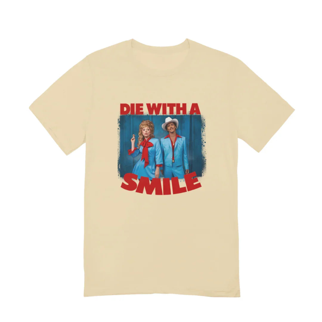 Camiseta Básica Lady Gaga Feat Bruno Mars Die With A Smile Pérola