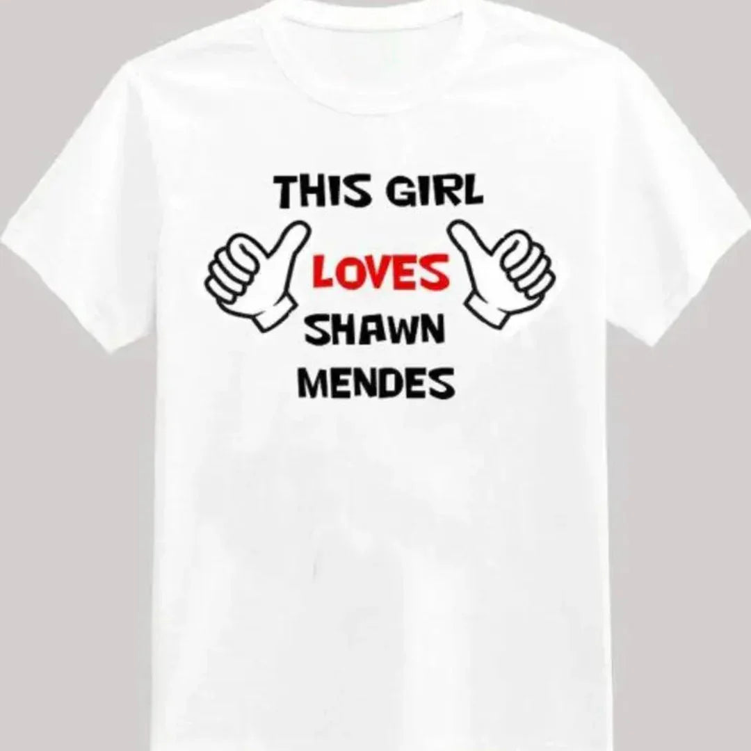 Camiseta Básica Shawn Mendes This Girl Loves - branco