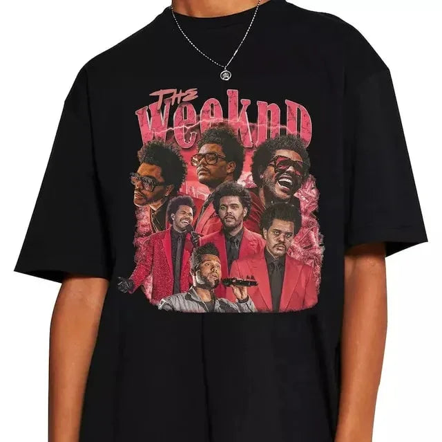 Camiseta Básica The Weeknd Vintage - preto