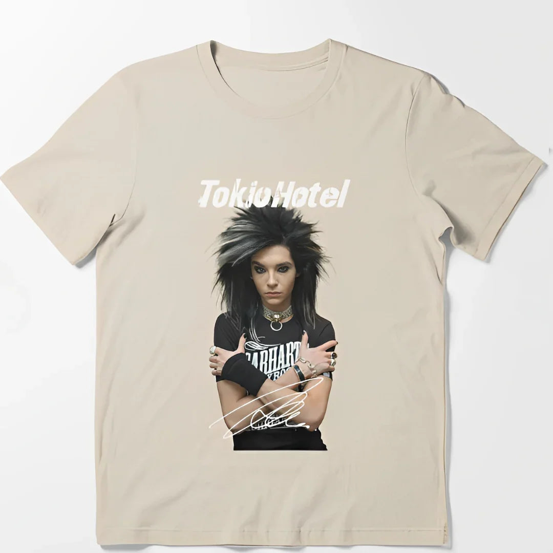 Camiseta Básica Tokio Hotel Bill Kaulitz Retro Mood - pérola