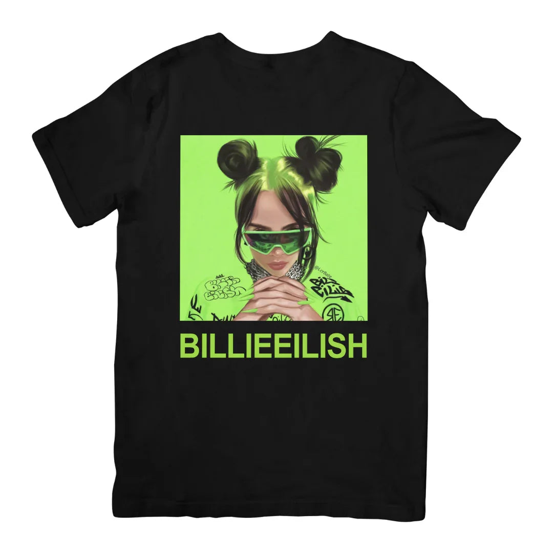 Camiseta Básica Billie Eilish Sunglasses - Preto