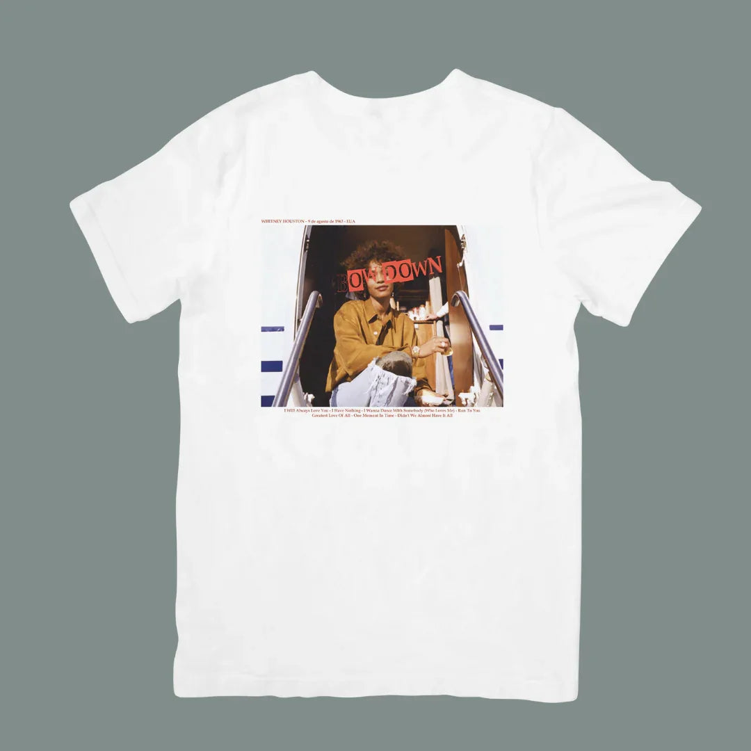 Camiseta Básica Whitney Houston Excellence 90's-BRANCO