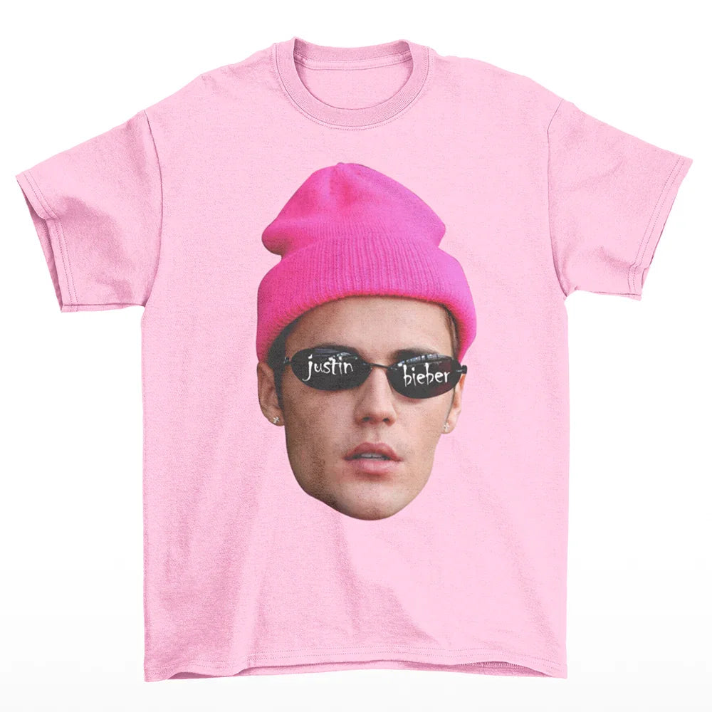 Camiseta Básica Justin Bieber Mood Rosa Bebê