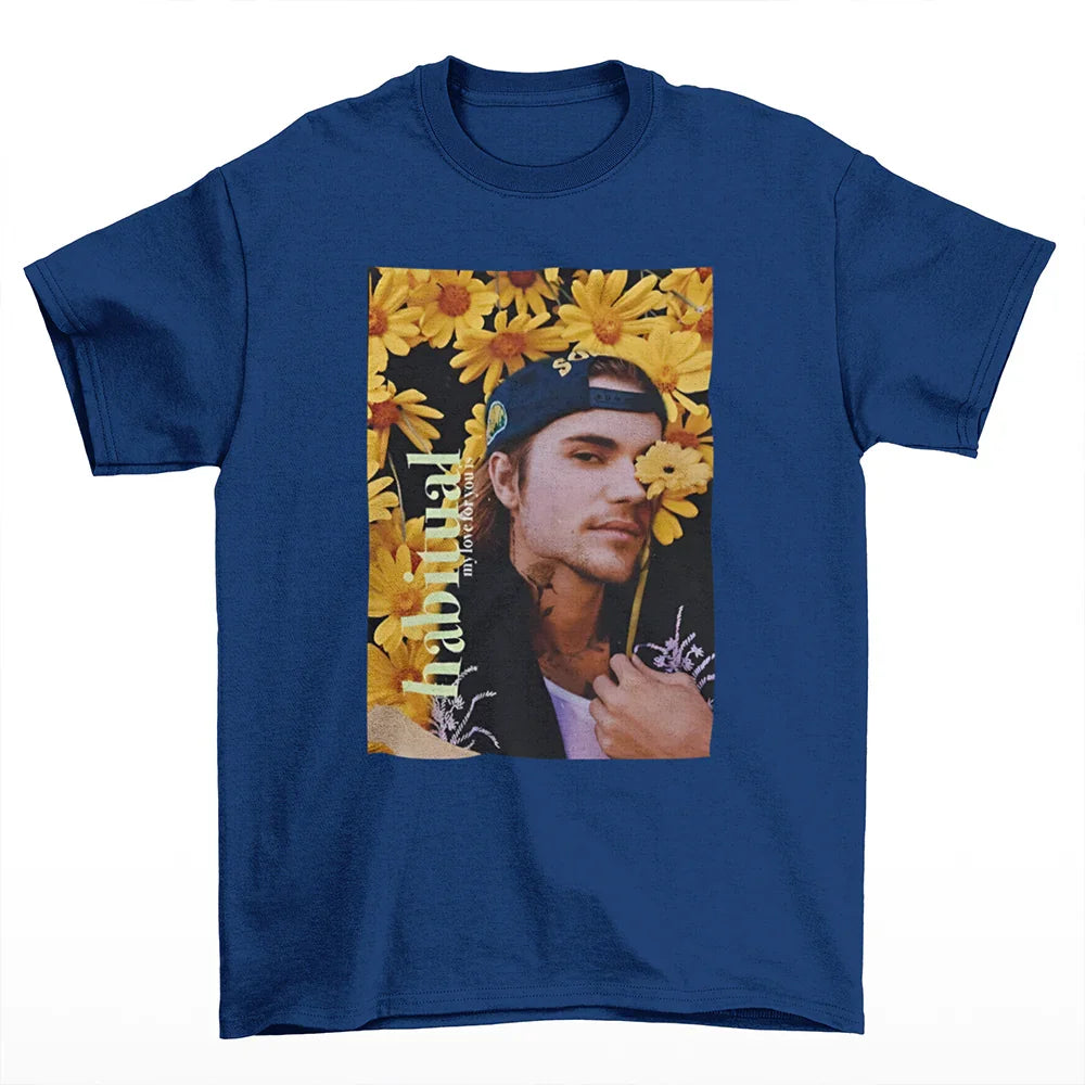Camiseta Básica Justin Bieber Habitual Azul marinho