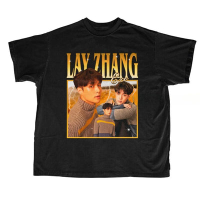 Camiseta Básica Exo Lay Zhang Graphic - preto