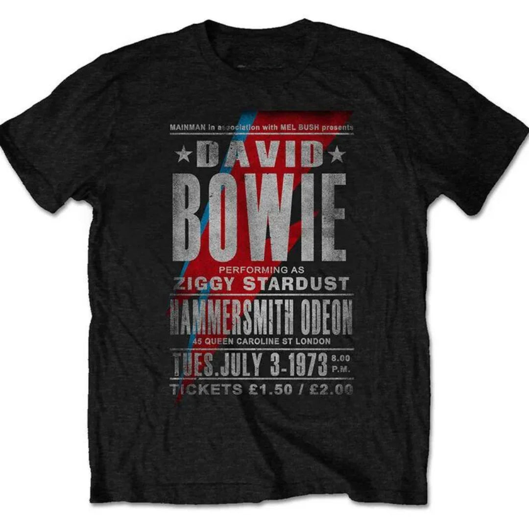 Camiseta Básica David Bowie Merch Preto