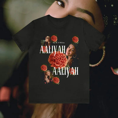 Camiseta Básica Aaliyah One In A Million-PRETO