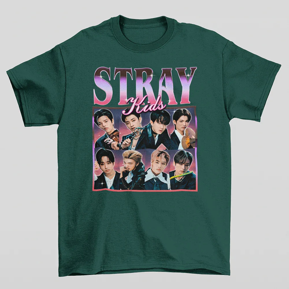 Camiseta Básica Stray Kids Graphic- VERDE