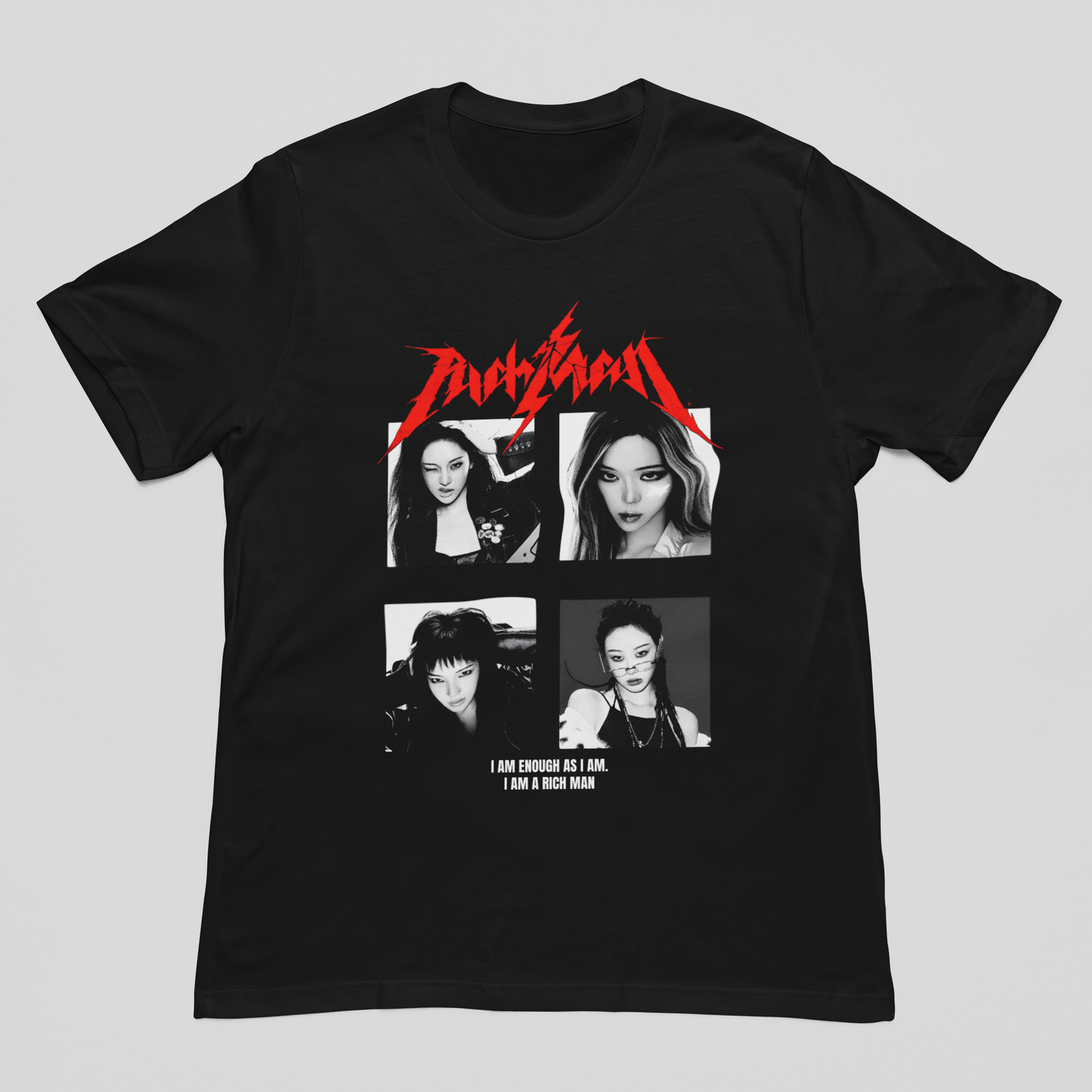 Camiseta Básica Aespa Rich Man Collage