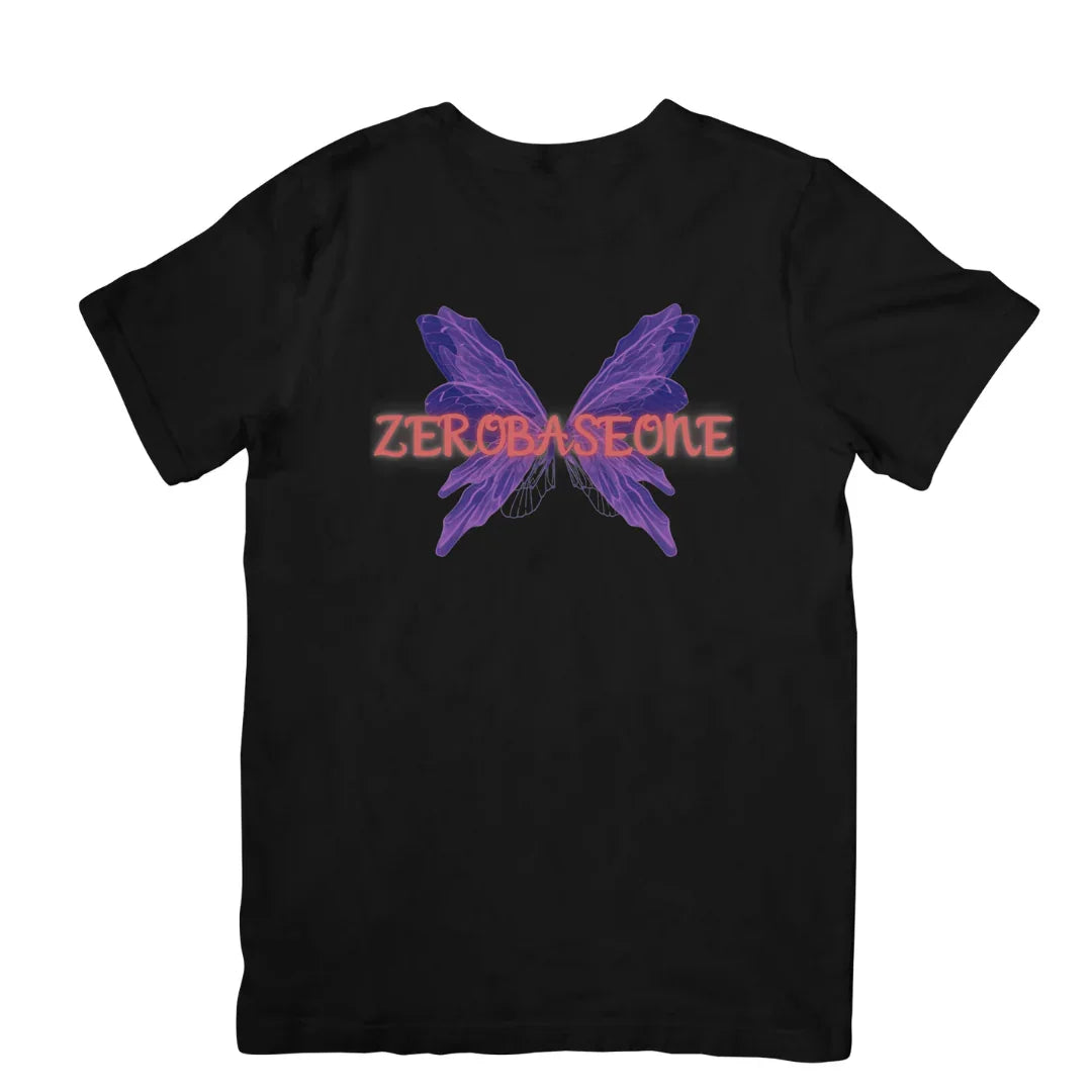 Camiseta Básica Zerobaseone Butterfly-PRETO