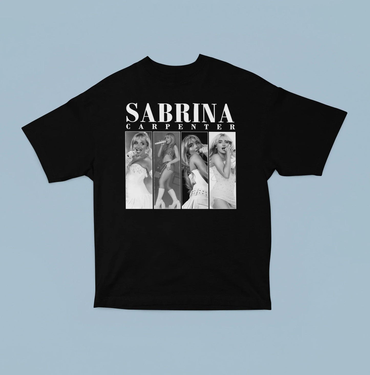 Camiseta Básica Sabrina Carpenter Collab P&B-PRETO