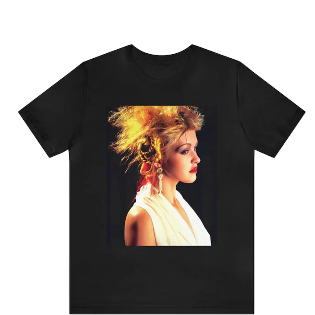 Camiseta Básica Cyndi Lauper Retro Vintage - Preto