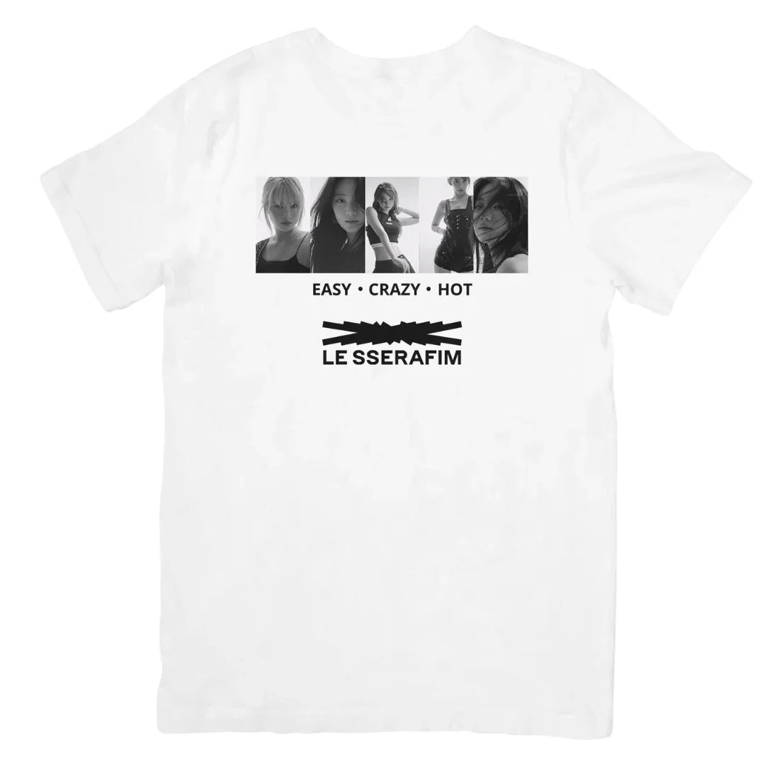 Camiseta Básica Le Sserafim Easy Crazy Hot - branco