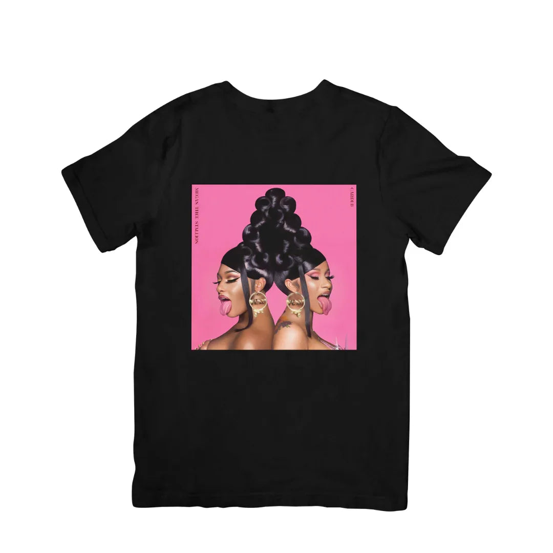 Camiseta Básica Cardi B Feat Megan Thee Stallion-PRETO