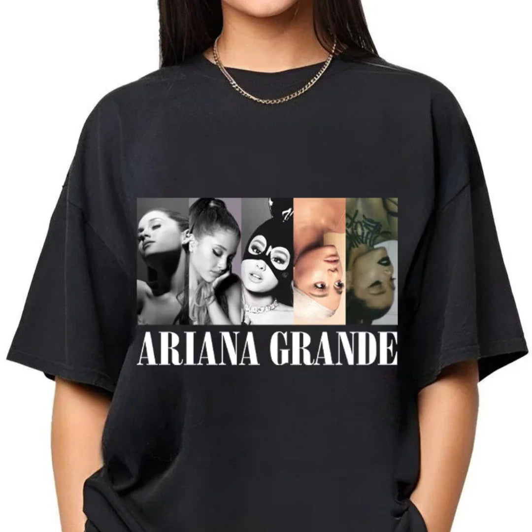 Camiseta Básica Ariana Grande Graphic Retro - Preto