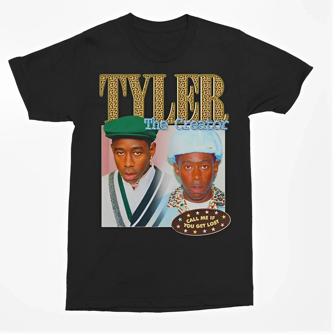 Camiseta Básica Tyler The Creator Graphic Vintage-PRETO