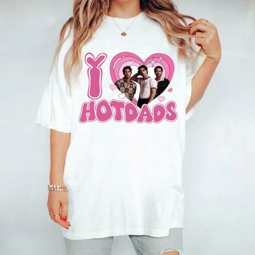 Camiseta Básica Jonas Brothers I Love Hotdads Branco