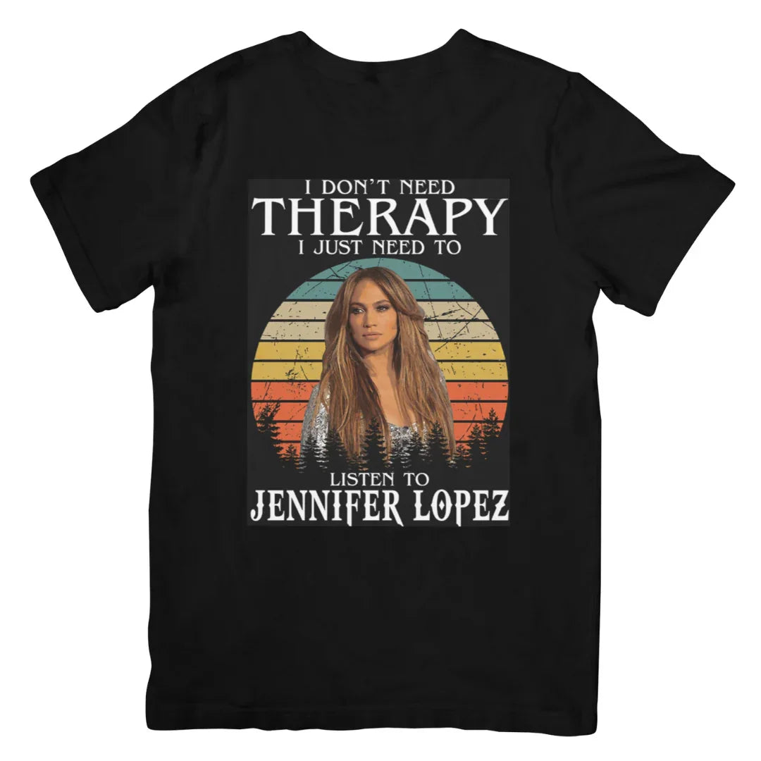 Camiseta Básica Jennifer Lopez I Don't Need Therapy - Preto