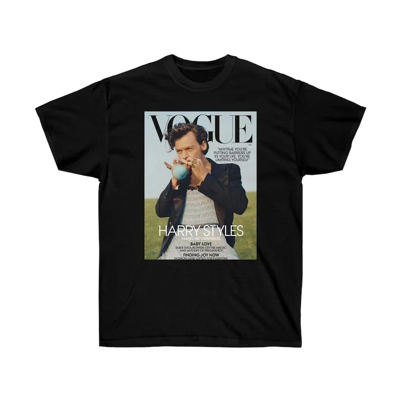 Camiseta Básica Harry Styles Vogue - Preto