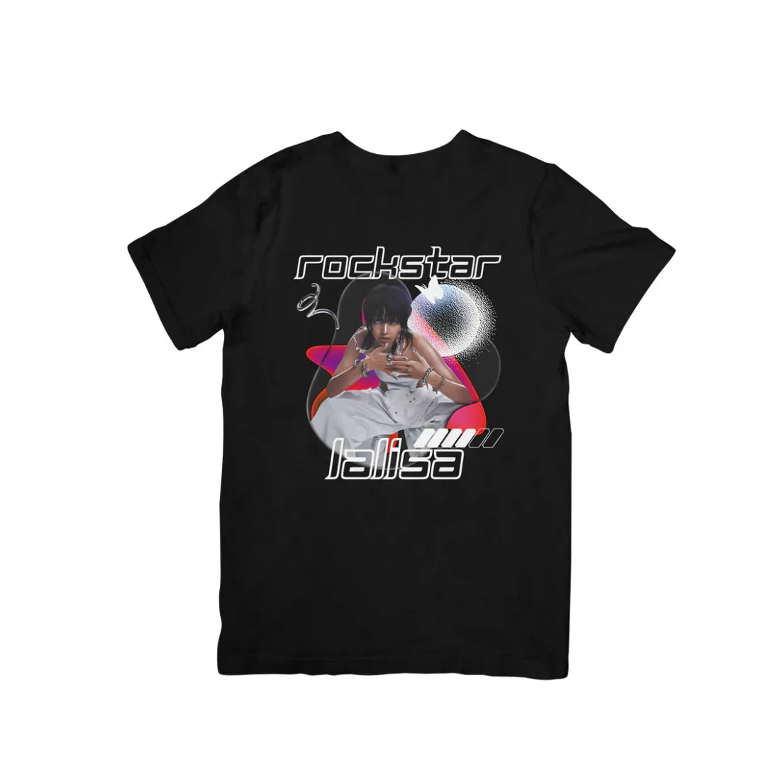 Camiseta Básica Lisa Lalisa Rockstar - preto