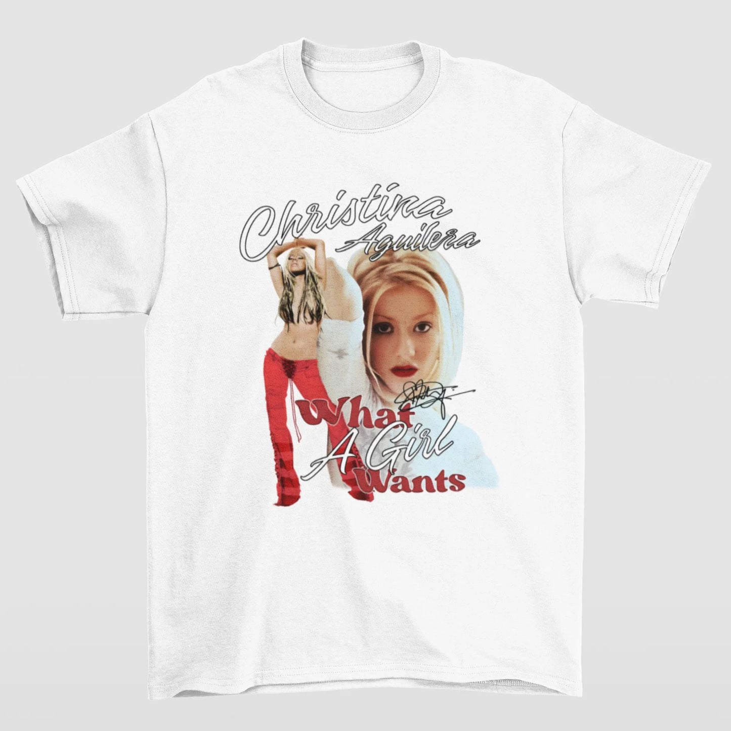 Camiseta Básica Christina Aguilera What a Girl Wants- branco