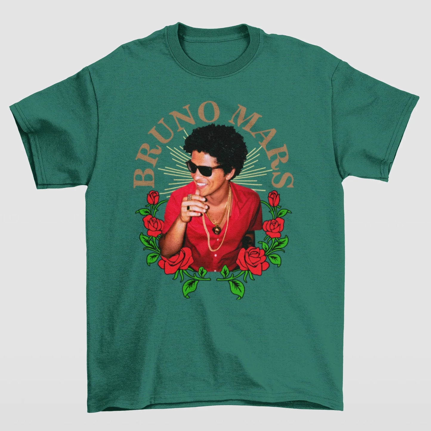 Camiseta Básica Bruno Mars Rosas- verde