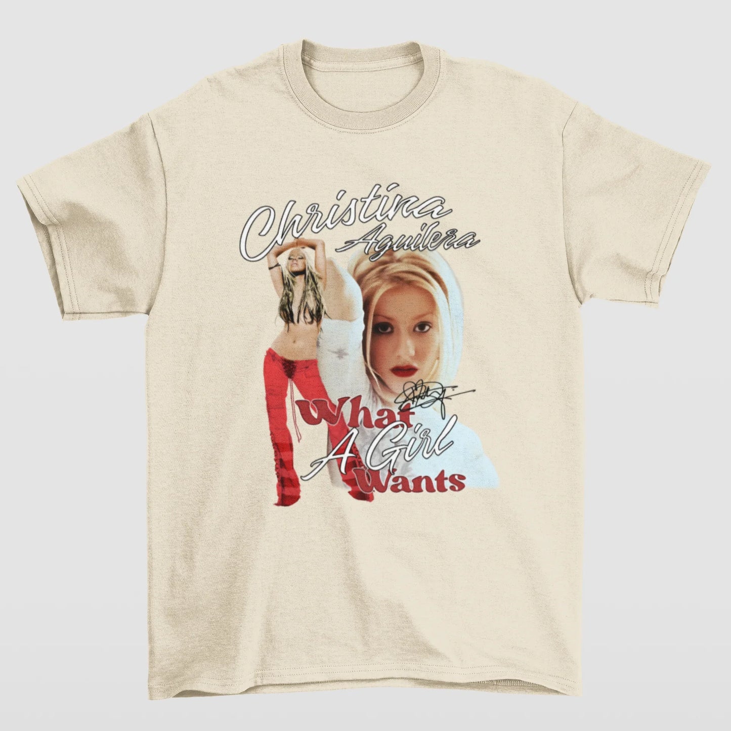 Camiseta Básica Christina Aguilera What a Girl Wants- pérola
