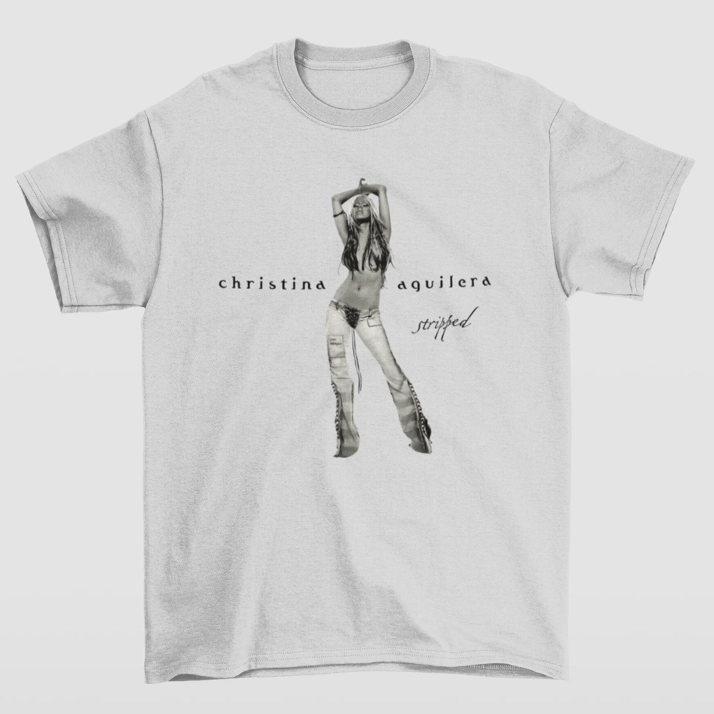 Camiseta Básica Stripped Christina Aguilera- CINZA