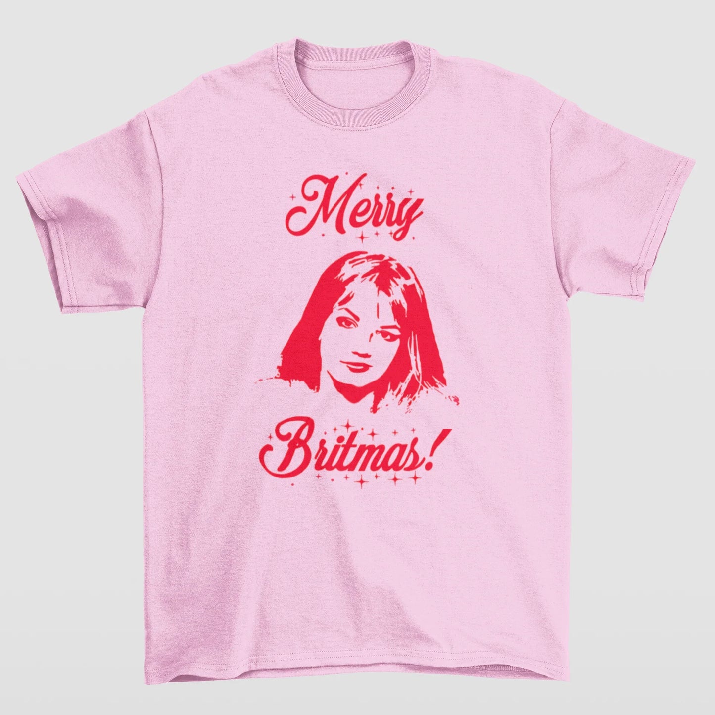 Camiseta Básica Britney Spears Merry Britmas Christmas- rosa bebe